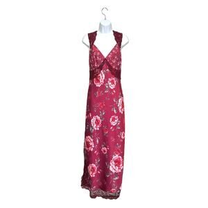 Avec Les Filles Floral Maxi Dress - Red and Pink